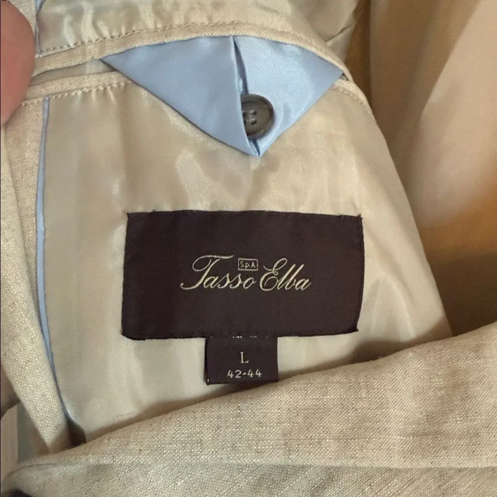 Tasso Elba Men’s Large 42-44 NEW 100% cream Linen blazer
